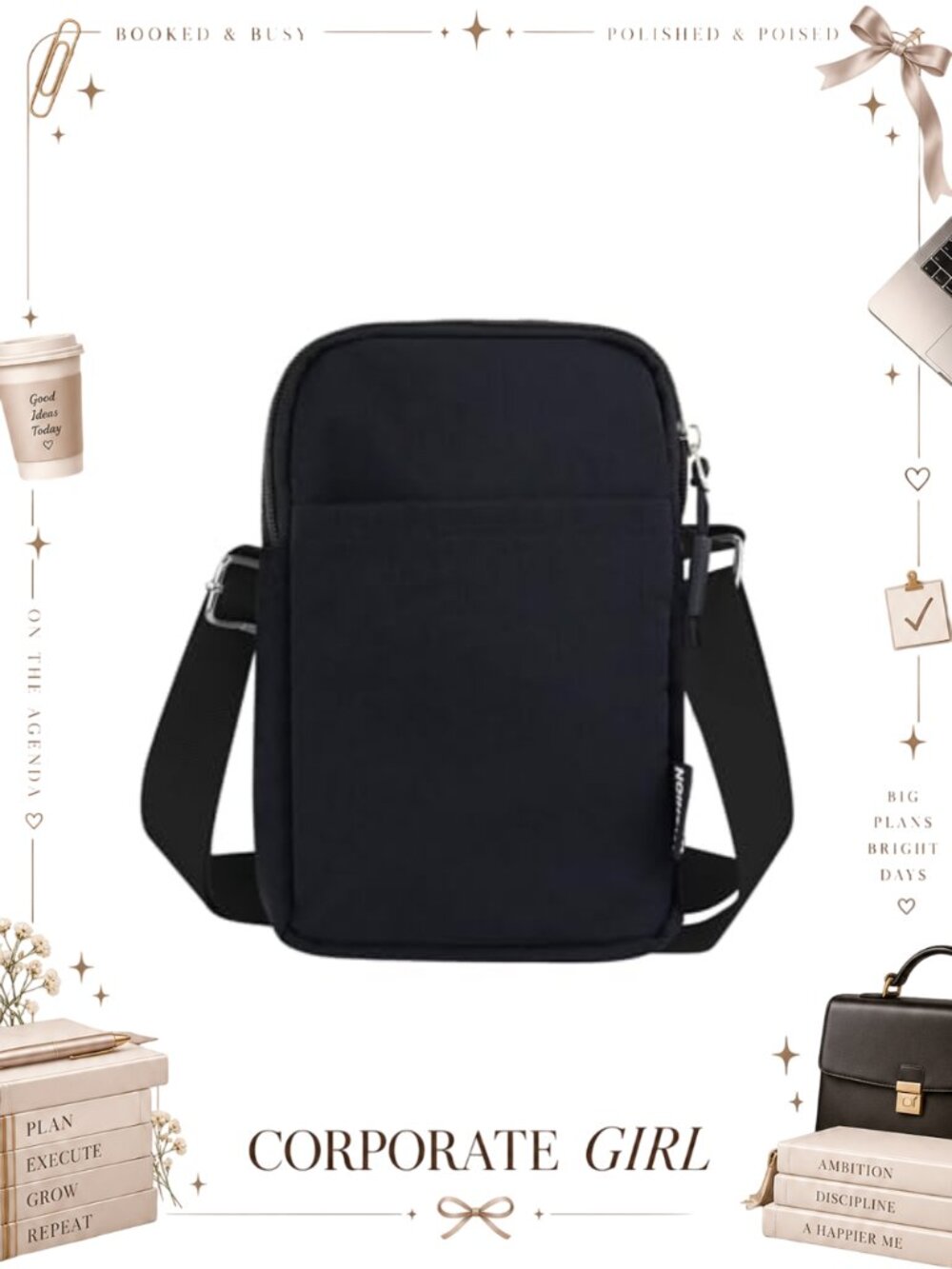 Nylon Small Crossbody Bag Lightweight Adjustable Strap Shoulder Bag